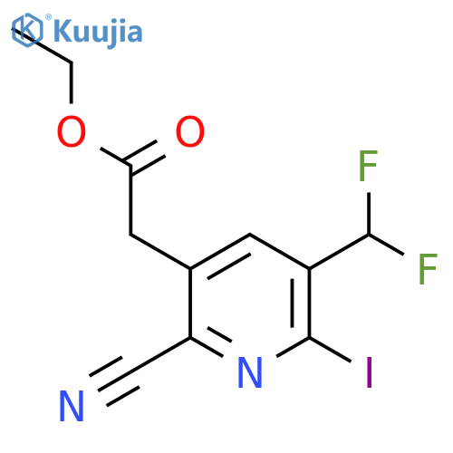Ethyl 2-cyano-5-(difluoromethyl)-6-iodopyridine-3-acetate structure