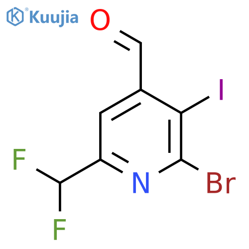 2-Bromo-6-(difluoromethyl)-3-iodopyridine-4-carboxaldehyde structure