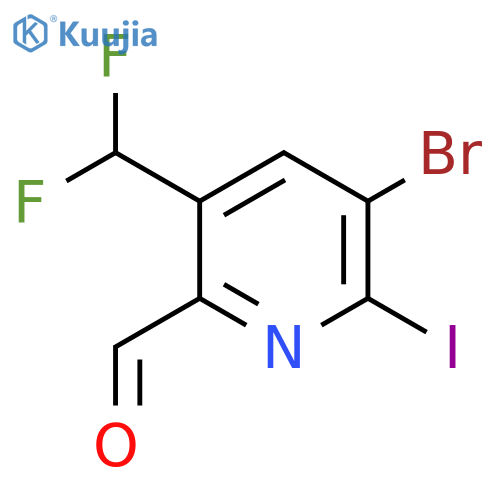 3-Bromo-5-(difluoromethyl)-2-iodopyridine-6-carboxaldehyde structure