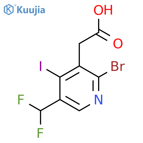 2-Bromo-5-(difluoromethyl)-4-iodopyridine-3-acetic acid structure