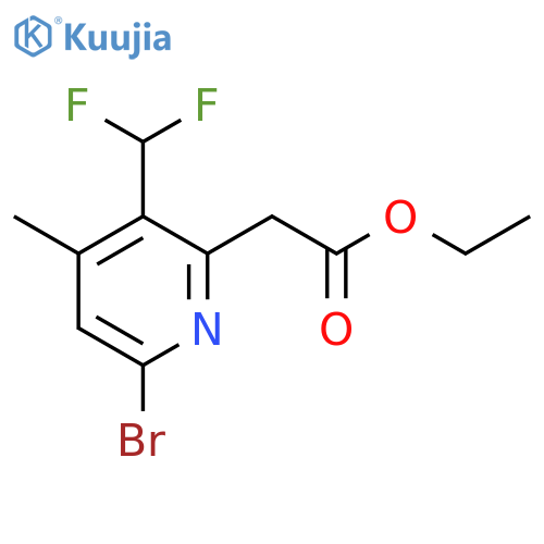 Ethyl 6-bromo-3-(difluoromethyl)-4-methylpyridine-2-acetate structure