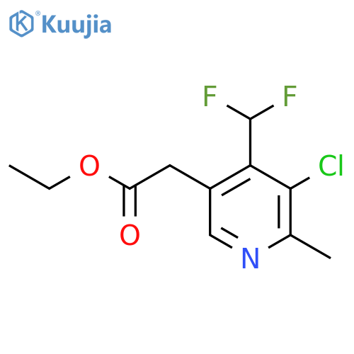 Ethyl 3-chloro-4-(difluoromethyl)-2-methylpyridine-5-acetate structure