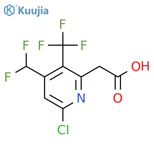 6-Chloro-4-(difluoromethyl)-3-(trifluoromethyl)pyridine-2-acetic acid structure