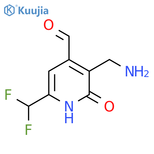 3-(Aminomethyl)-6-(difluoromethyl)-2-hydroxypyridine-4-carboxaldehyde structure