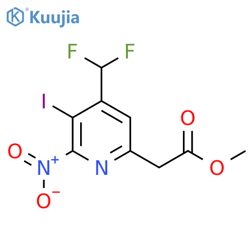 Methyl 4-(difluoromethyl)-3-iodo-2-nitropyridine-6-acetate structure
