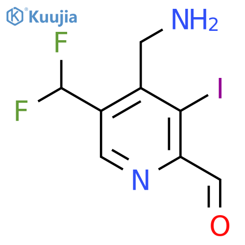 4-(Aminomethyl)-5-(difluoromethyl)-3-iodopyridine-2-carboxaldehyde structure