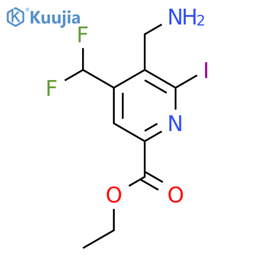 Ethyl 3-(aminomethyl)-4-(difluoromethyl)-2-iodopyridine-6-carboxylate structure