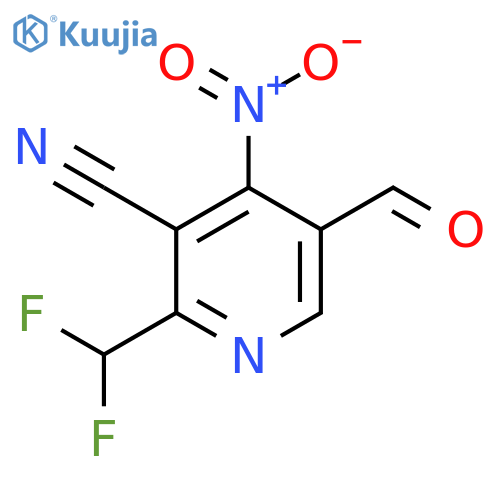3-Cyano-2-(difluoromethyl)-4-nitropyridine-5-carboxaldehyde structure