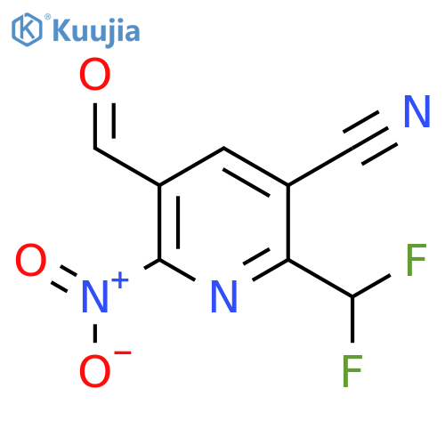 3-Cyano-2-(difluoromethyl)-6-nitropyridine-5-carboxaldehyde structure