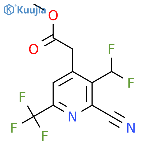 Methyl 2-cyano-3-(difluoromethyl)-6-(trifluoromethyl)pyridine-4-acetate structure