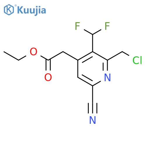 Ethyl 2-(chloromethyl)-6-cyano-3-(difluoromethyl)pyridine-4-acetate structure
