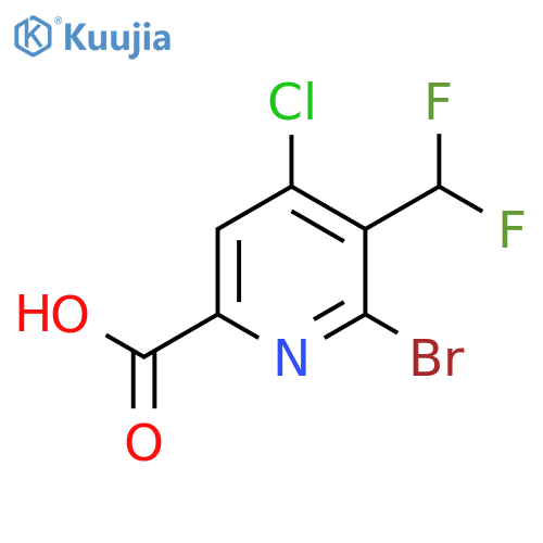 2-Bromo-4-chloro-3-(difluoromethyl)pyridine-6-carboxylic acid structure