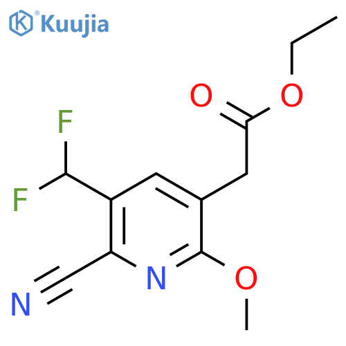 Ethyl 2-cyano-3-(difluoromethyl)-6-methoxypyridine-5-acetate structure