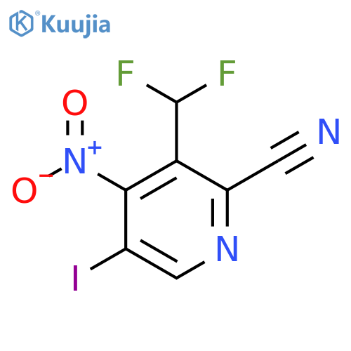 2-Cyano-3-(difluoromethyl)-5-iodo-4-nitropyridine structure
