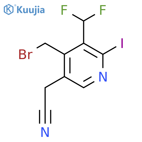 4-(Bromomethyl)-3-(difluoromethyl)-2-iodopyridine-5-acetonitrile structure
