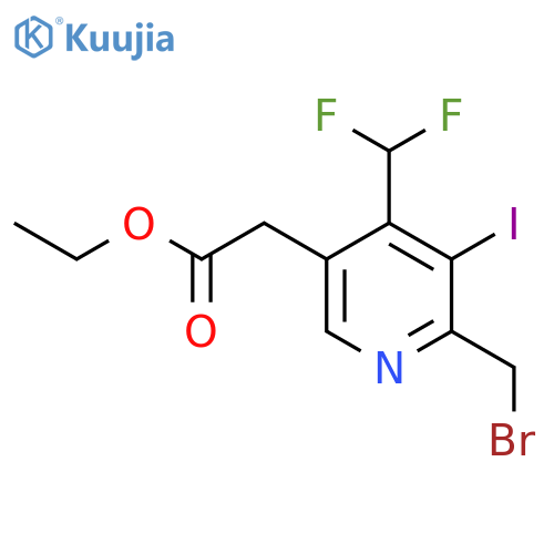 Ethyl 2-(bromomethyl)-4-(difluoromethyl)-3-iodopyridine-5-acetate structure