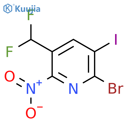 2-Bromo-5-(difluoromethyl)-3-iodo-6-nitropyridine structure
