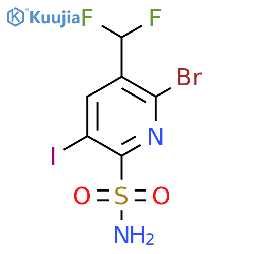 2-Bromo-3-(difluoromethyl)-5-iodopyridine-6-sulfonamide structure