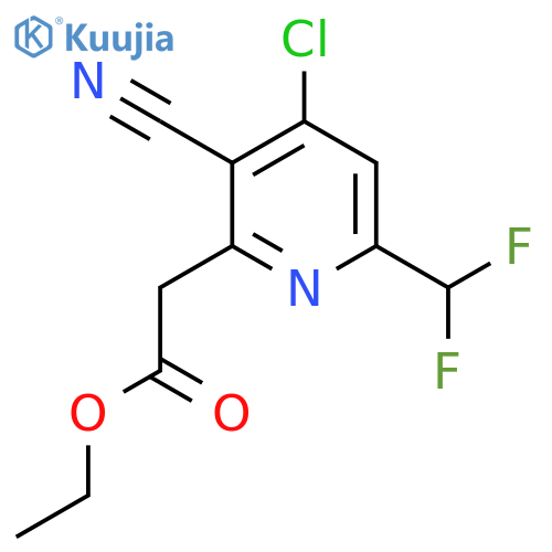 Ethyl 4-chloro-3-cyano-6-(difluoromethyl)pyridine-2-acetate structure