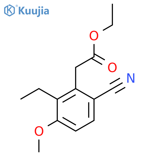 Ethyl 6-cyano-2-ethyl-3-methoxyphenylacetate structure