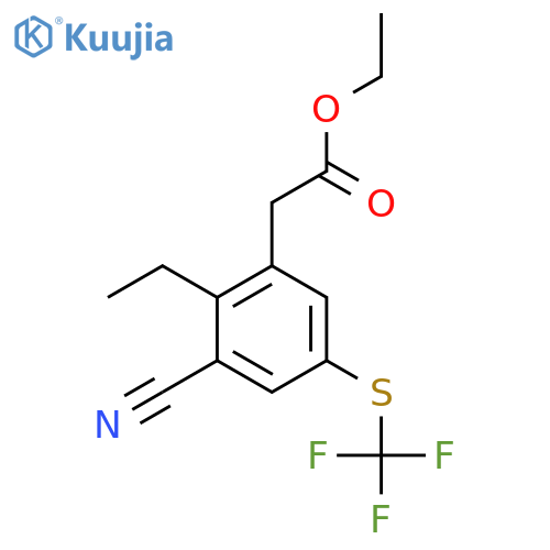 Ethyl 3-cyano-2-ethyl-5-(trifluoromethylthio)phenylacetate structure