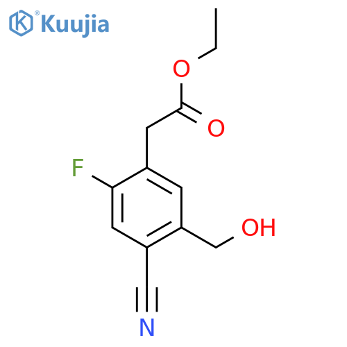 Ethyl 4-cyano-2-fluoro-5-(hydroxymethyl)phenylacetate structure