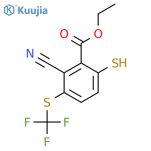 Ethyl 2-cyano-6-mercapto-3-(trifluoromethylthio)benzoate structure