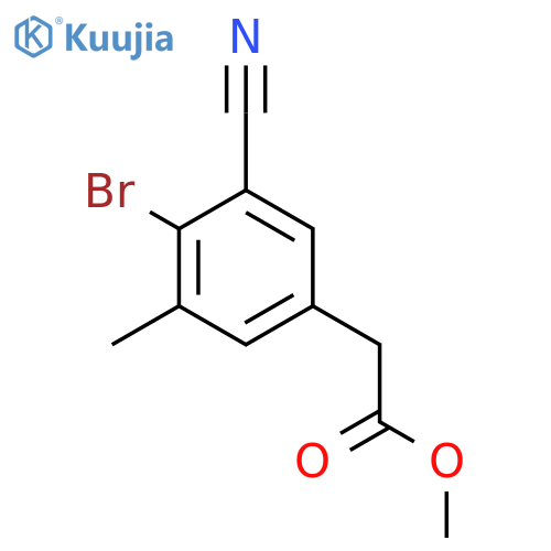 Methyl 4-bromo-3-cyano-5-methylphenylacetate structure