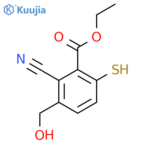Ethyl 2-cyano-3-hydroxymethyl-6-mercaptobenzoate structure
