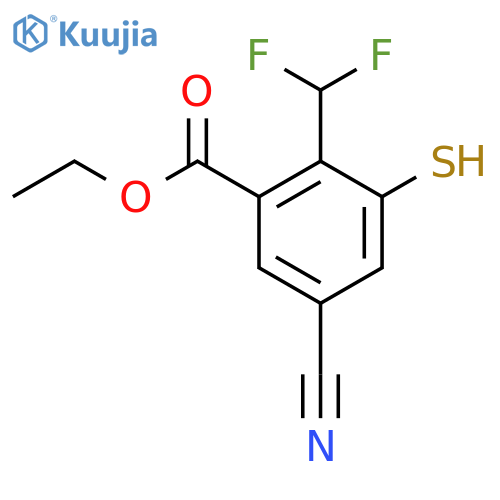 Ethyl 5-cyano-2-difluoromethyl-3-mercaptobenzoate structure