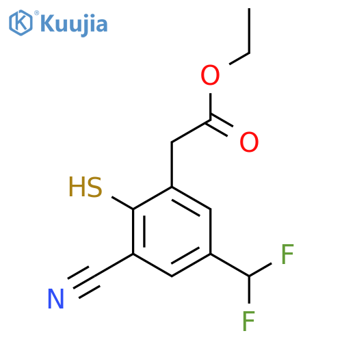 Ethyl 3-cyano-5-difluoromethyl-2-mercaptophenylacetate structure