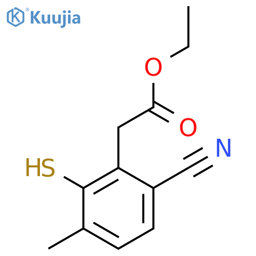 Ethyl 6-cyano-2-mercapto-3-methylphenylacetate structure