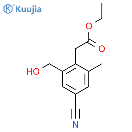 Ethyl 4-cyano-2-hydroxymethyl-6-methylphenylacetate structure