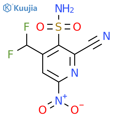 2-Cyano-4-(difluoromethyl)-6-nitropyridine-3-sulfonamide structure