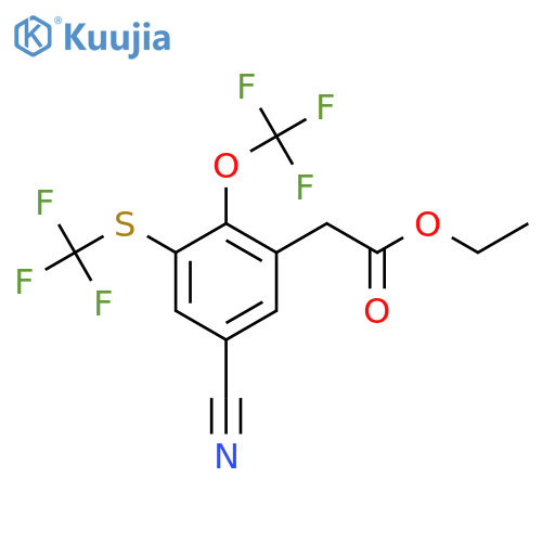 Ethyl 5-cyano-2-trifluoromethoxy-3-(trifluoromethylthio)phenylacetate structure