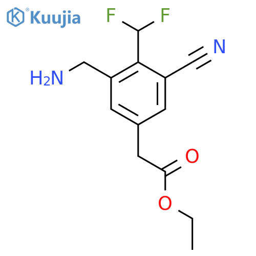 Ethyl 3-aminomethyl-5-cyano-4-(difluoromethyl)phenylacetate structure