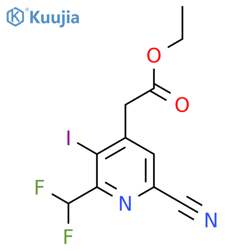 Ethyl 6-cyano-2-(difluoromethyl)-3-iodopyridine-4-acetate structure