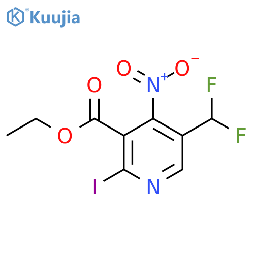 Ethyl 5-(difluoromethyl)-2-iodo-4-nitropyridine-3-carboxylate structure