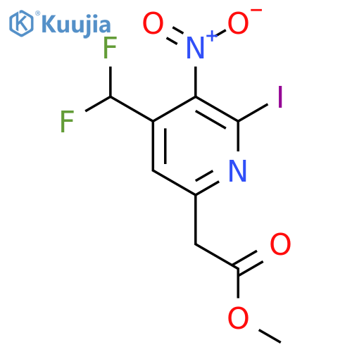Methyl 4-(difluoromethyl)-2-iodo-3-nitropyridine-6-acetate structure