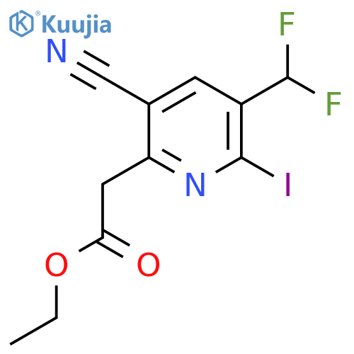 Ethyl 3-cyano-5-(difluoromethyl)-6-iodopyridine-2-acetate structure