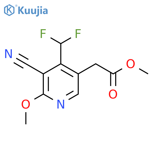 Methyl 3-cyano-4-(difluoromethyl)-2-methoxypyridine-5-acetate structure