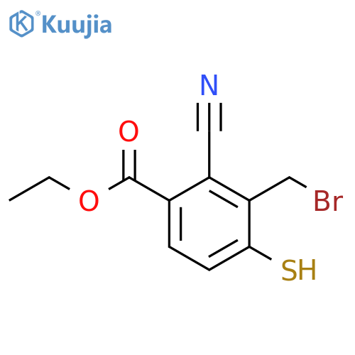 Ethyl 3-bromomethyl-2-cyano-4-mercaptobenzoate structure