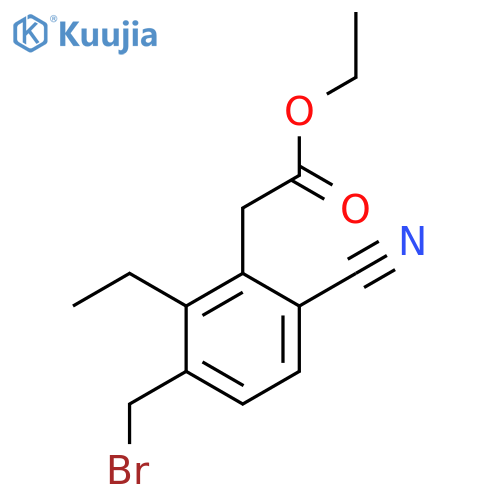 Ethyl 3-bromomethyl-6-cyano-2-ethylphenylacetate structure