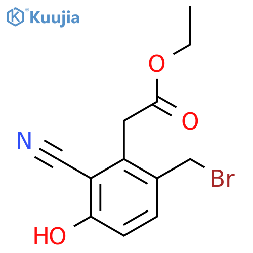 Ethyl 6-bromomethyl-2-cyano-3-hydroxyphenylacetate structure