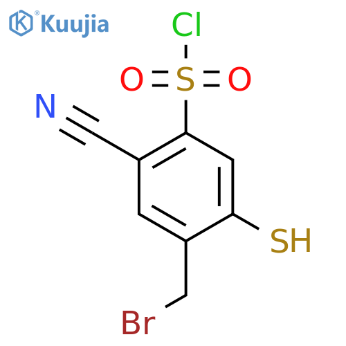 4-Bromomethyl-2-cyano-5-mercaptobenzenesulfonyl chloride structure