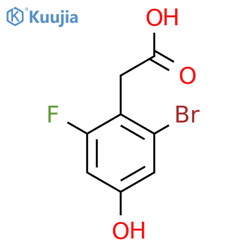 2-Bromo-6-fluoro-4-hydroxyphenylacetic acid structure