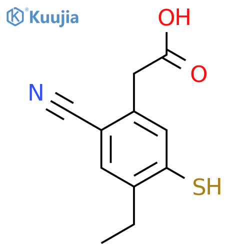2-Cyano-4-ethyl-5-mercaptophenylacetic acid structure