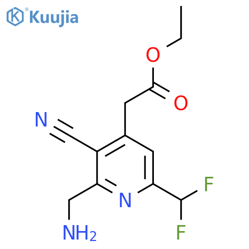 Ethyl 2-(aminomethyl)-3-cyano-6-(difluoromethyl)pyridine-4-acetate structure