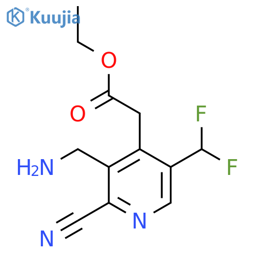 Ethyl 3-(aminomethyl)-2-cyano-5-(difluoromethyl)pyridine-4-acetate structure