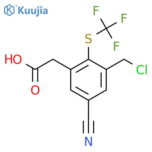 3-Chloromethyl-5-cyano-2-(trifluoromethylthio)phenylacetic acid structure